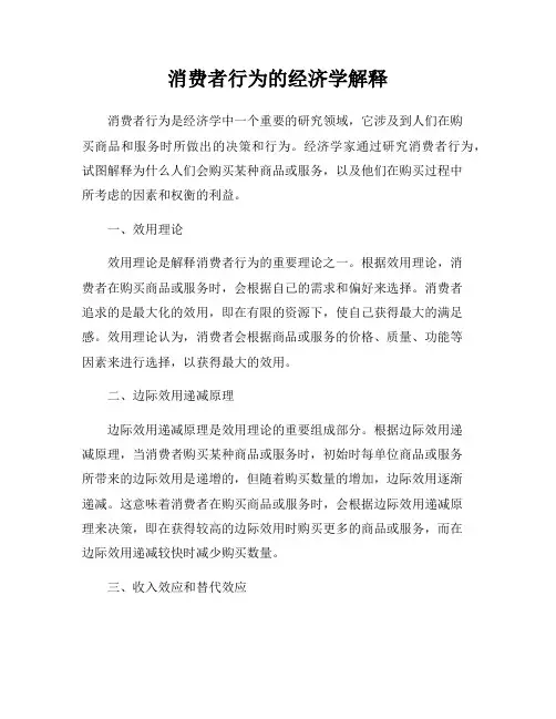 消费者行为的经济学解释