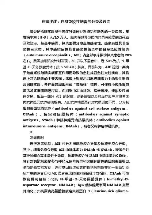 专家述评：自身免疫性脑炎的分类及诊治
