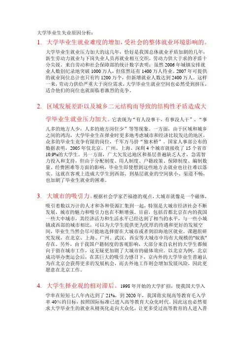 大学毕业生失业原因分析