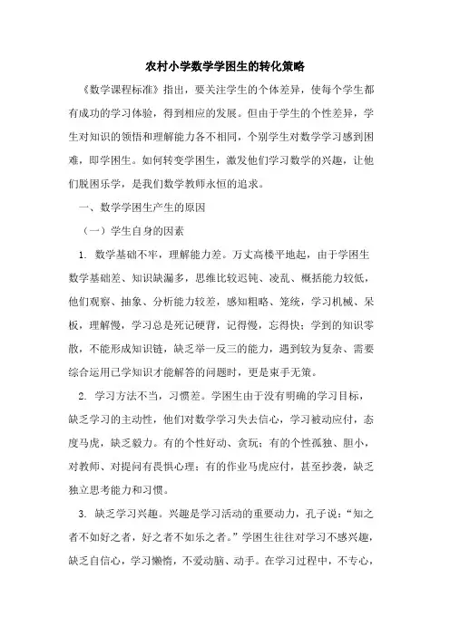 农村小学数学学困生的转化策略