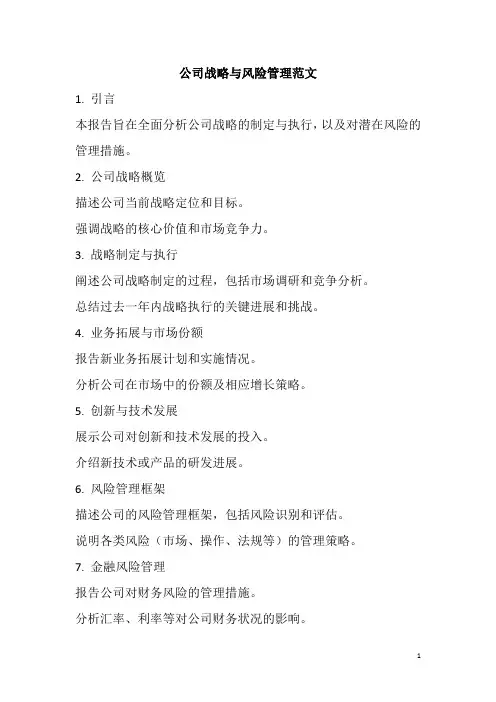 公司战略与风险管理范文