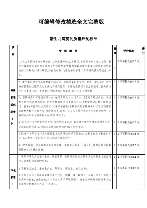 新生儿病房的质量控制标准【2024版】