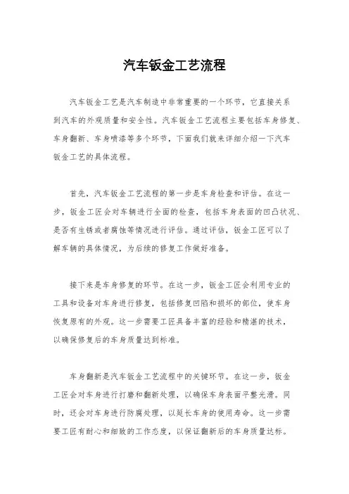 汽车钣金工艺流程