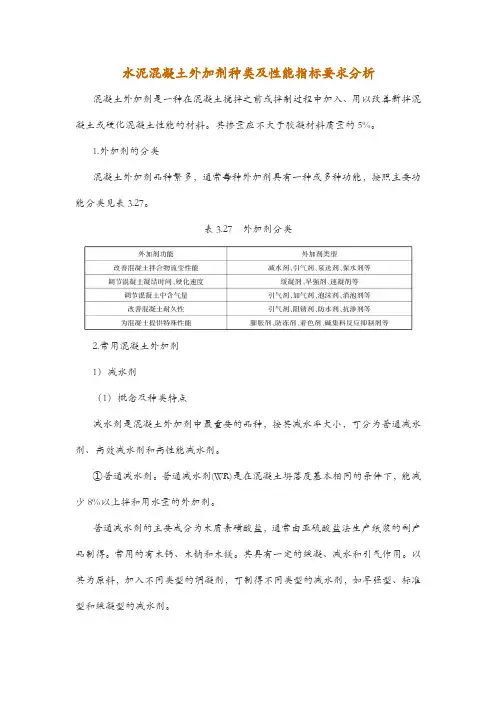 水泥混凝土外加剂种类及性能指标要求分析