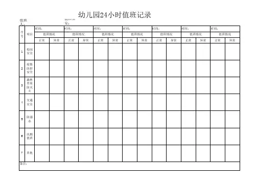 幼儿园24小时值班记录表