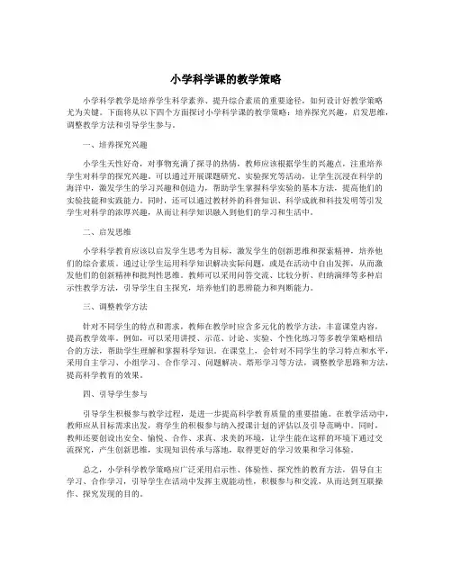 小学科学课的教学策略
