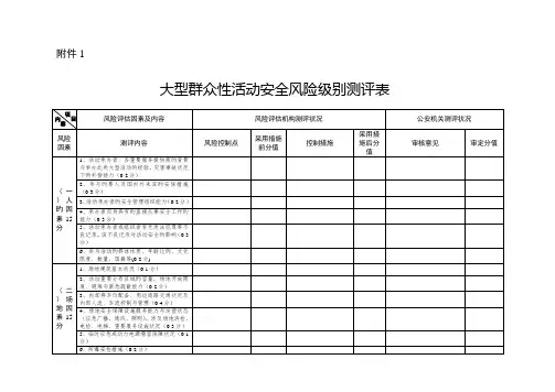 大型群众性活动安全风险等级评测表安全风险评估报告内容及格式要求