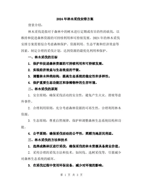 2024年林木采伐安排方案