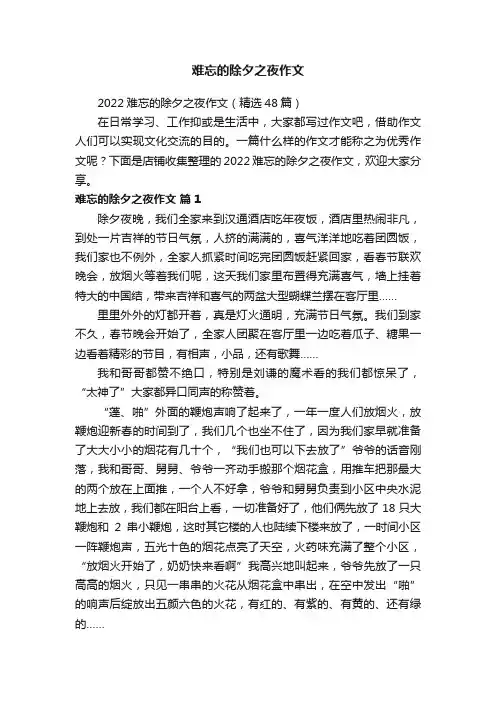 难忘的除夕之夜作文