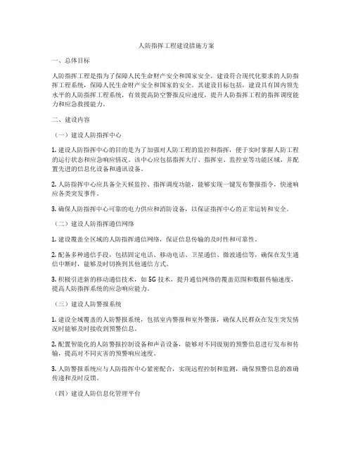 人防指挥工程建设措施方案