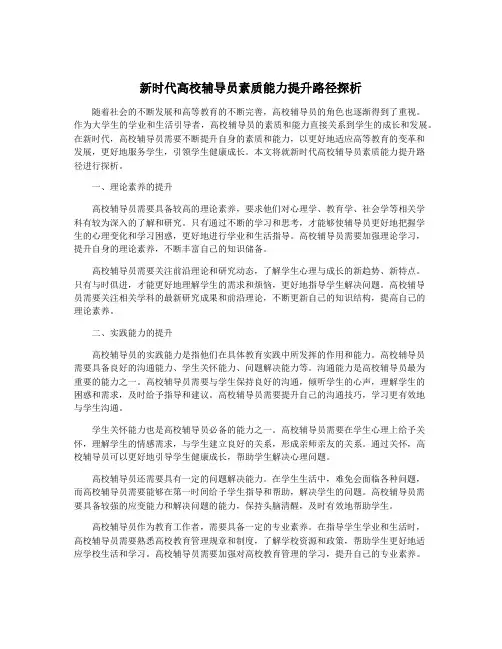 新时代高校辅导员素质能力提升路径探析