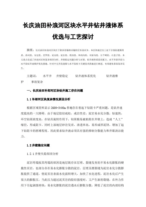 长庆油田补浪河区块水平井钻井液体系优选与工艺探讨