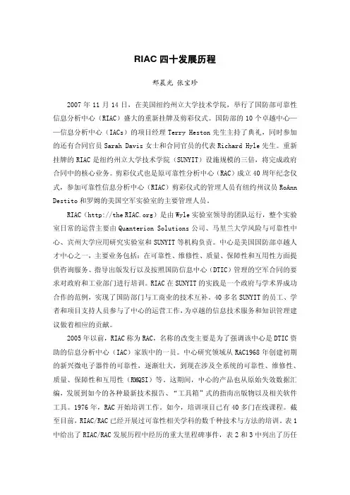 RIAC的发展历史