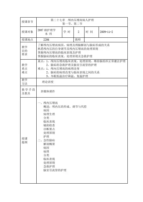 颅内压增高病人的护理
