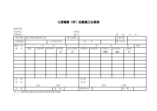 锚索施工记录表