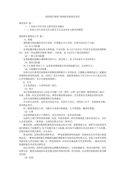 调查报告提纲 调查报告提纲及导语