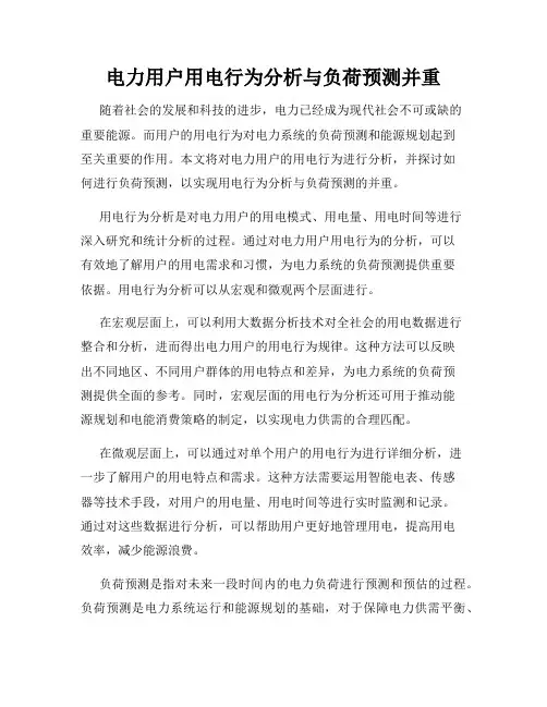 电力用户用电行为分析与负荷预测并重