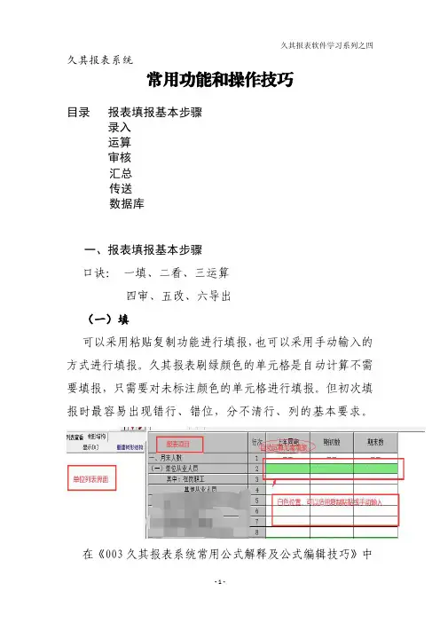 004久其报表系统常用功能和操作技巧