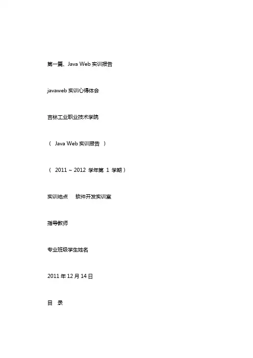 javaweb实训心得体会