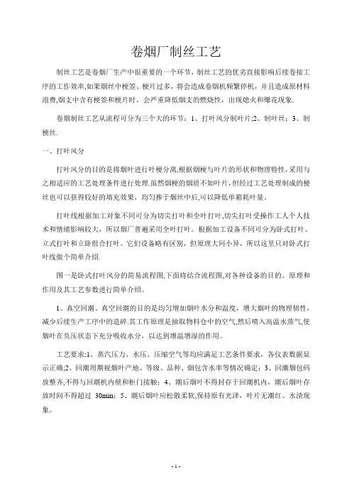 卷烟厂制丝工艺