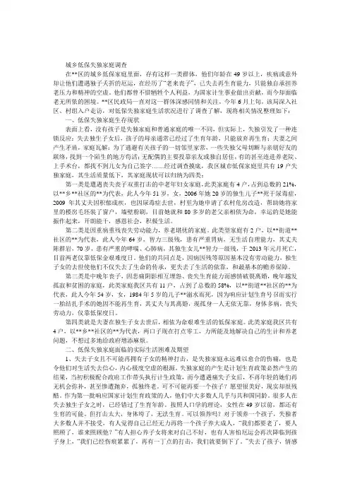 城乡低保失独家庭调查 