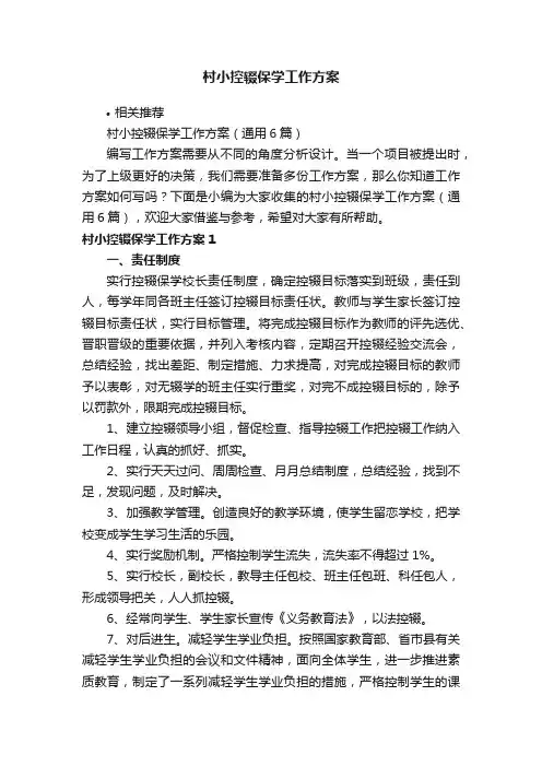 村小控辍保学工作方案