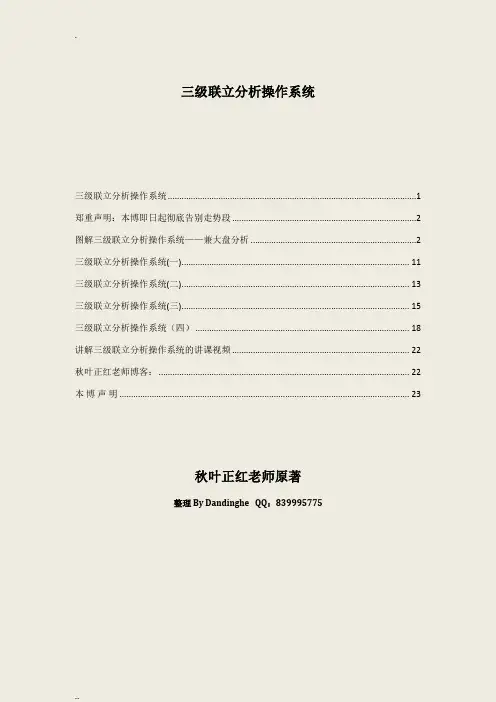 缠论缠中说禅秋叶正红三级联立分析操作系统