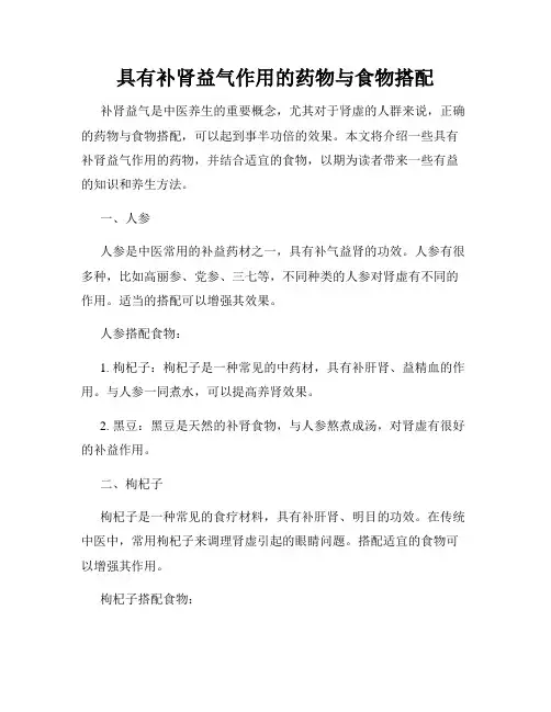 具有补肾益气作用的药物与食物搭配