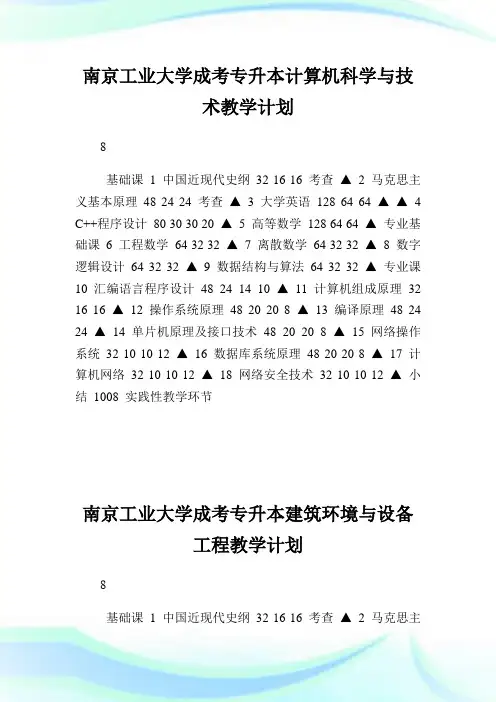 南京工业大学成考专升本计算机科学与技术教学策划.doc