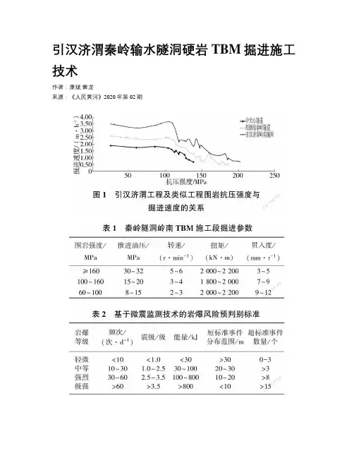 引汉济渭秦岭输水隧洞硬岩TBM掘进施工技术