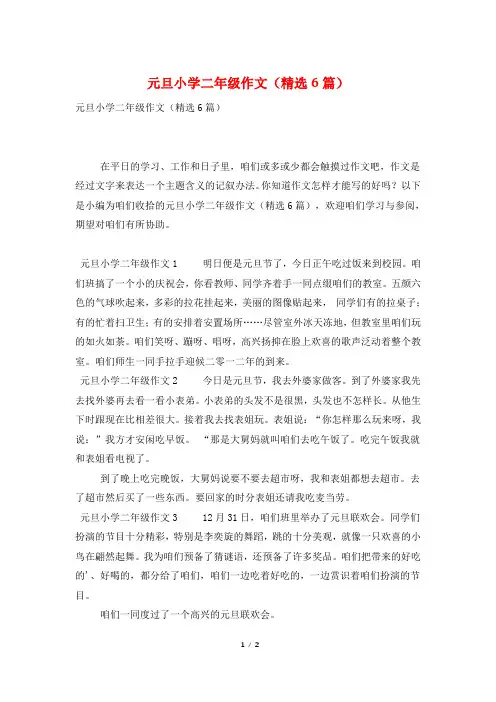 元旦小学二年级作文(精选6篇)
