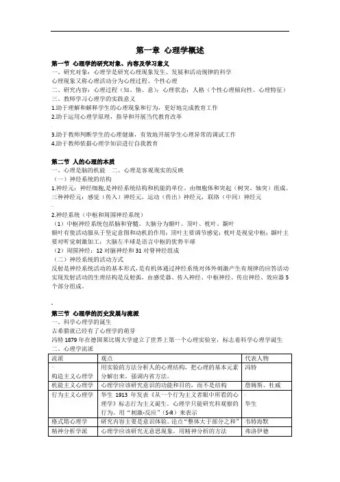 教师招聘考试《心理学》复习资料