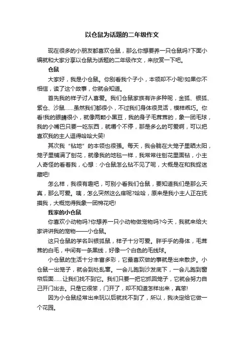 以仓鼠为话题的二年级作文