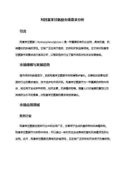 2024年对羟基苯甘氨酸市场需求分析
