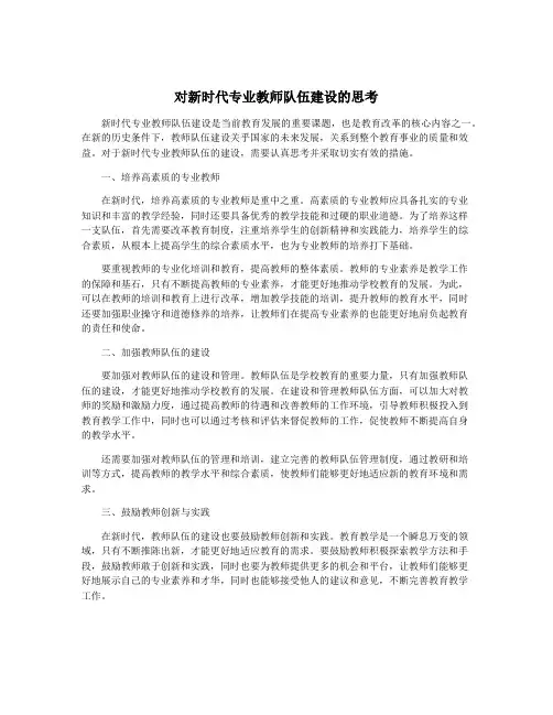 对新时代专业教师队伍建设的思考