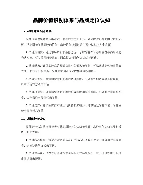 品牌价值识别体系与品牌定位认知