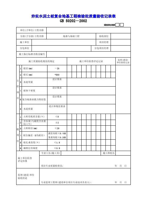【工程常用表格】实水泥土桩复合地基工程检验批质量验收记录表 (2)
