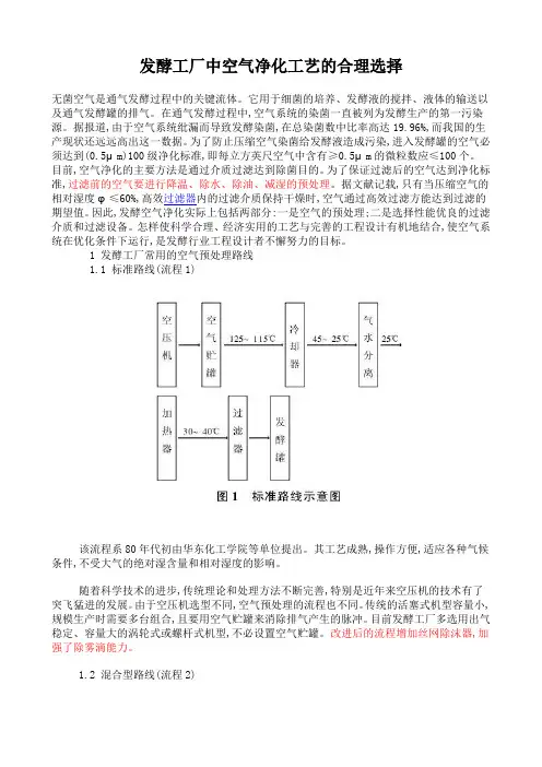 发酵工厂中空气净化工艺的合理选择