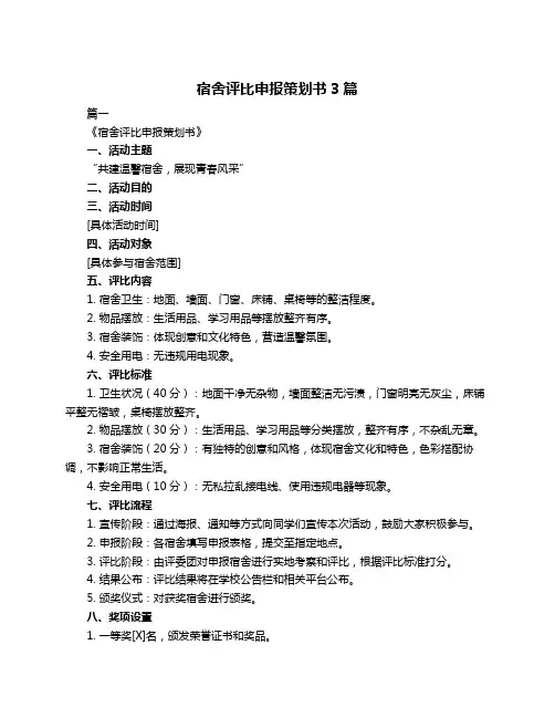 宿舍评比申报策划书3篇