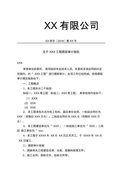 跟踪审计报告及建议(完整一套跟踪审计报告)