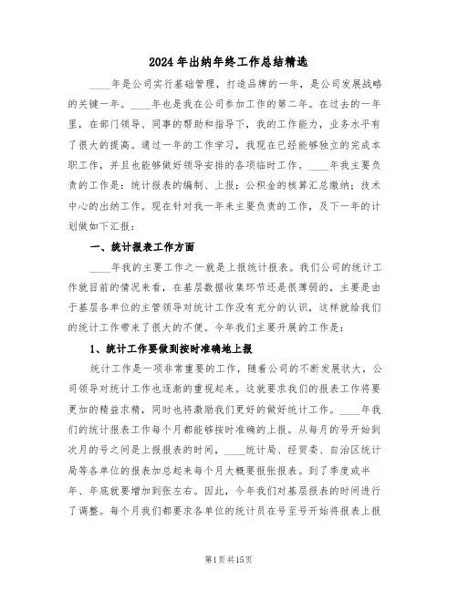 2024年出纳年终工作总结精选(5篇)