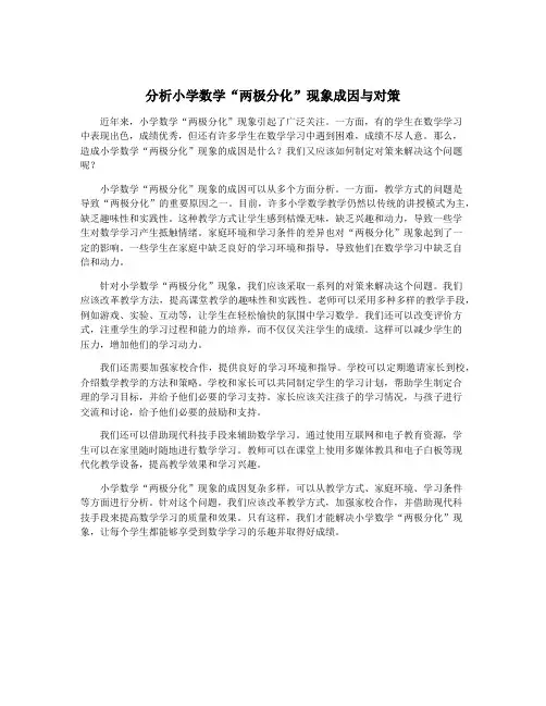 分析小学数学“两极分化”现象成因与对策