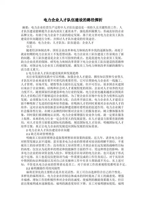 电力企业人才队伍建设的路径探析