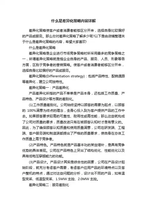 什么是差异化策略内容详解