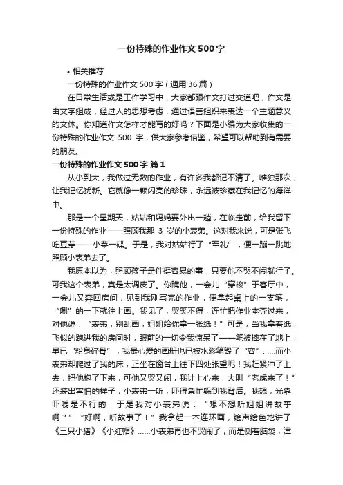 一份特殊的作业作文500字