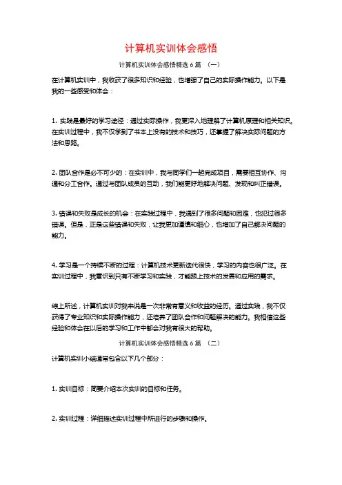 计算机实训体会感悟6篇
