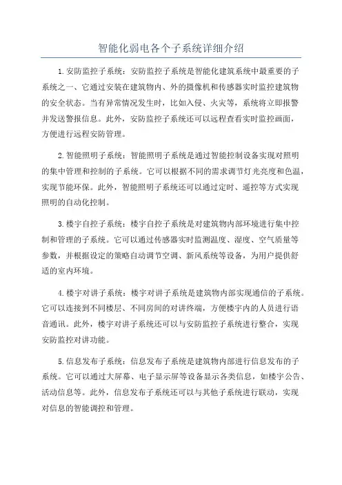 智能化弱电各个子系统详细介绍