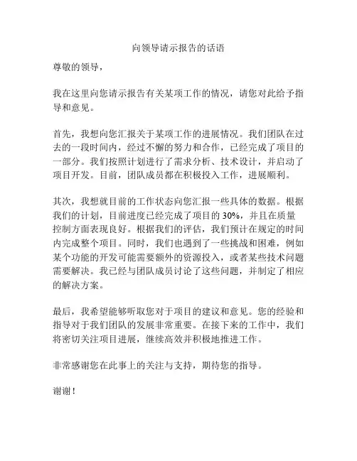 向领导请示报告的话语
