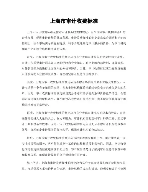 上海市审计收费标准