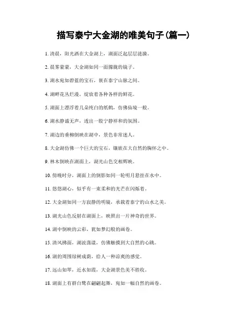 描写泰宁大金湖的唯美句子(精选合集2篇)